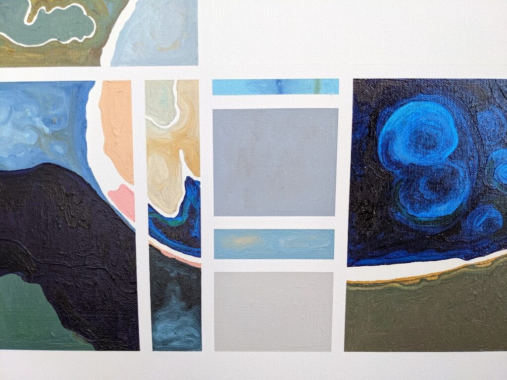 Detail of a segmented oil painting by Joanna White.